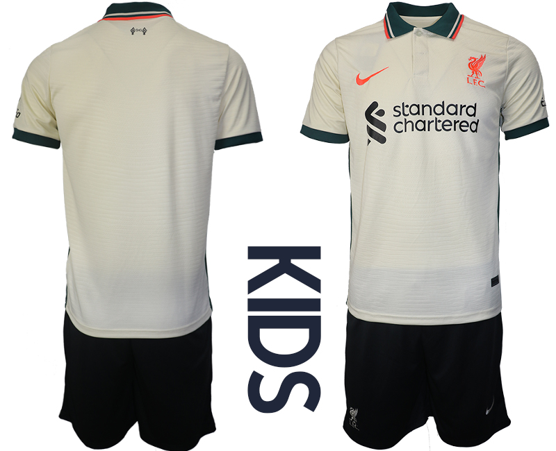 Youth 2021-2022 Club Liverpool away cream blank Soccer Jersey